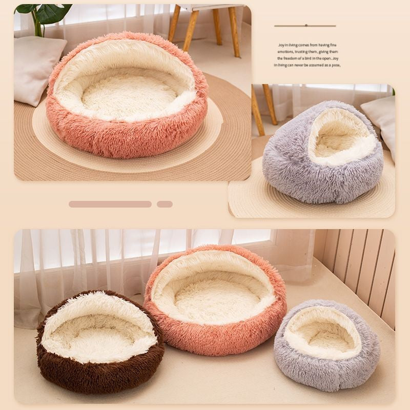 2 in 1 Soft Plush Pet Bed 50CM with Cover Round Cat Bed Pet Puppy Mattress Warm Cat Dog Sleeping Nest Cave for Small Dogs Mats