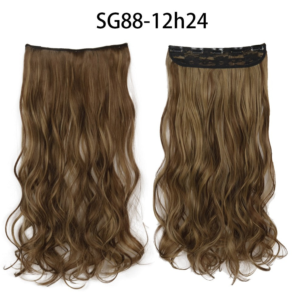 Synthetic Long Straight 5 Clip In Hair Extensions 22’‘ High Resistant Temperature Fiber Black Brown Blonde Hairpiece
