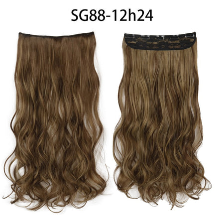 Synthetic Long Straight 5 Clip In Hair Extensions 22’‘ High Resistant Temperature Fiber Black Brown Blonde Hairpiece