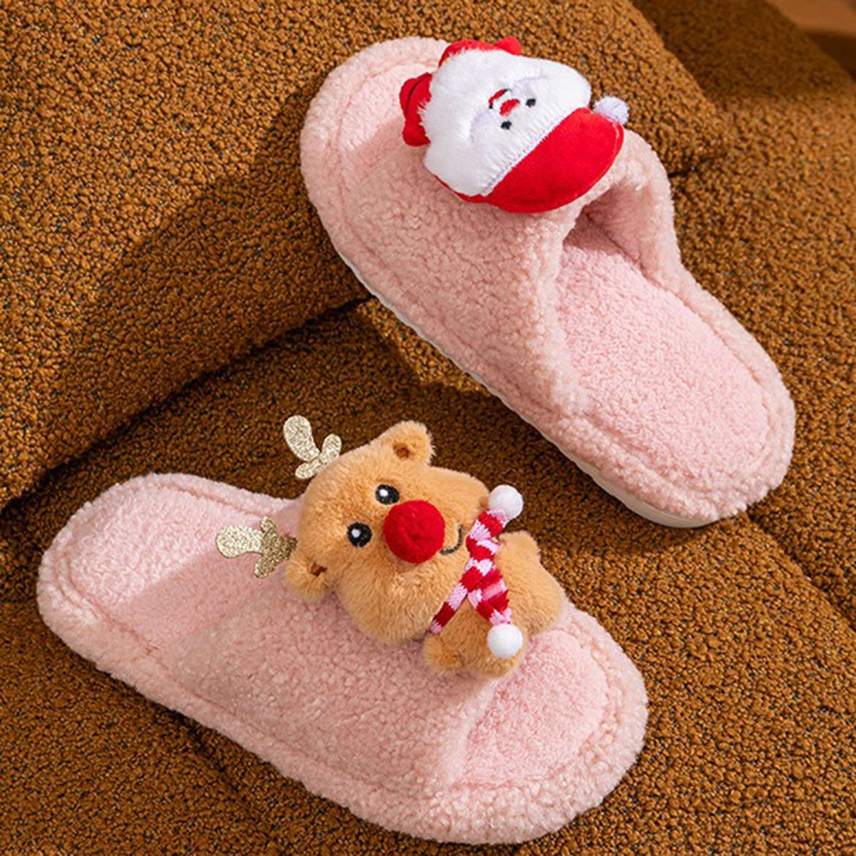 Women s Cozy Christmas Slippers with Cute 3D Cartoon Doll Design Soft Fuzzy Material and Anti-Slip Sole for Indoor Use