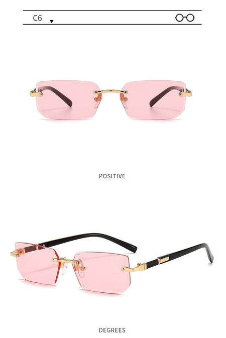 Rimless Sunglasses Rectangle Fashion Popular Women Men Shades Small Square Sun Glasses for Female Male Summer Traveling Oculos