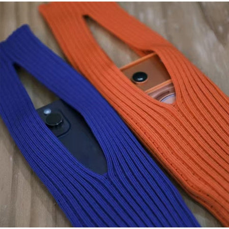 Knitted Phone Bag Scarf Style Unisex Crossbody Shoulder Phone Pouch Colorful Portable Slim Pocket Casual Phone Storage Accessory