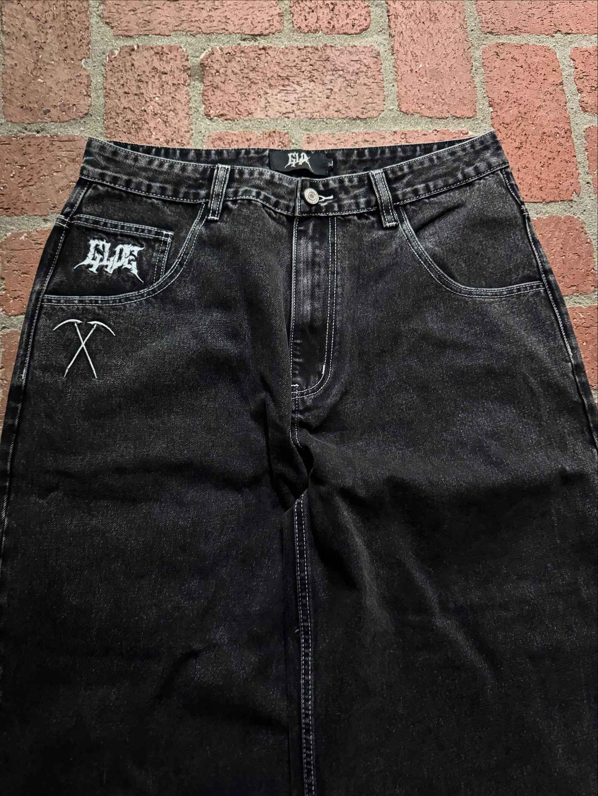 NEWVintage Retro Gothic Grim Reaper Cartoon Printed Graphic Jeans Man and Woman     Hip Hop Low Waist Wide Leg Trousers Clothing