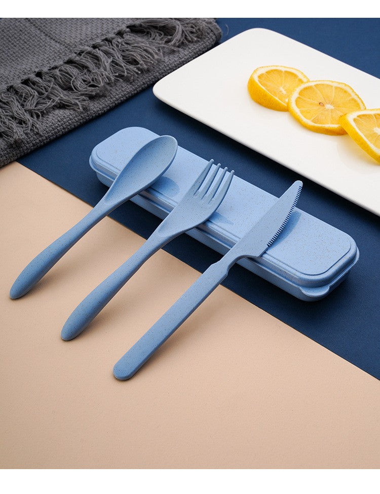 Creative portable cutlery box knife, fork and spoon set plastic student canteen travel portable three-piece set