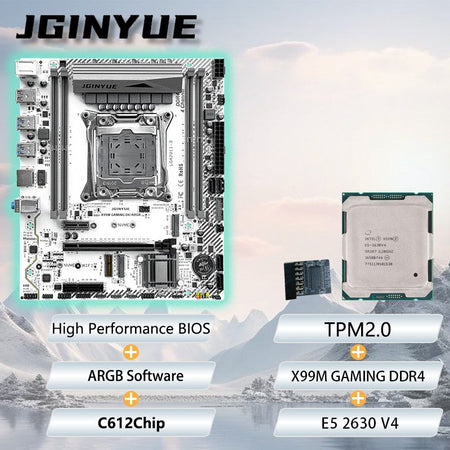 JGINYUE X99 GAMING Motherboard M-ATX combo Intel® E5 2630 V4 CPU with TPM2.0 kit bundle DDR4 DIY ARGB