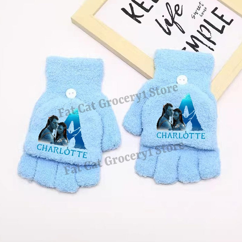 Avatar Fire and Ash Gloves Disneys Boy Winter Flip Cover Mittens Kids Outdoors Warm Cute Glove Children Clothes Accessories Gift