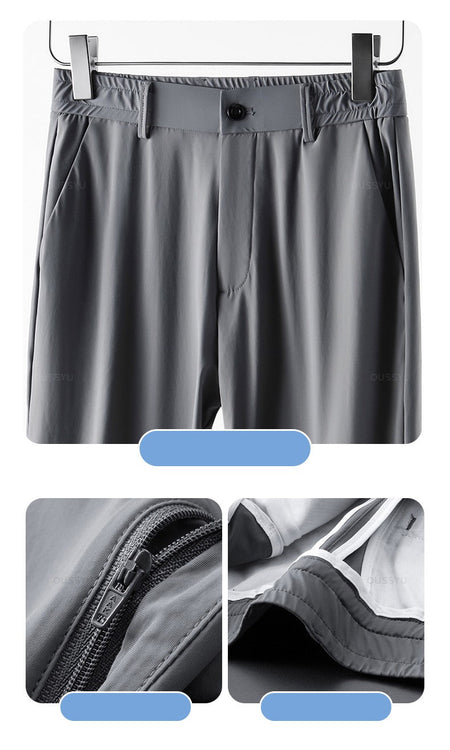 Spring Summer Men's Casual Pants Business Stretch Slim Fit Elastic Waist Jogger Korean Classic Thin Black Gray Trousers Male