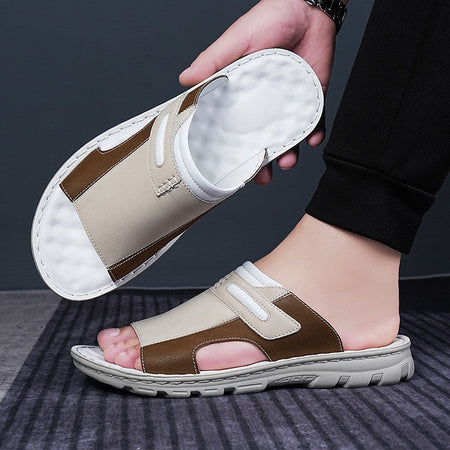 Men's sports shoes, summer casual shoes, beach sandals, slippers, outdoor walking, comfortable, leather, fashionable, lightweigh