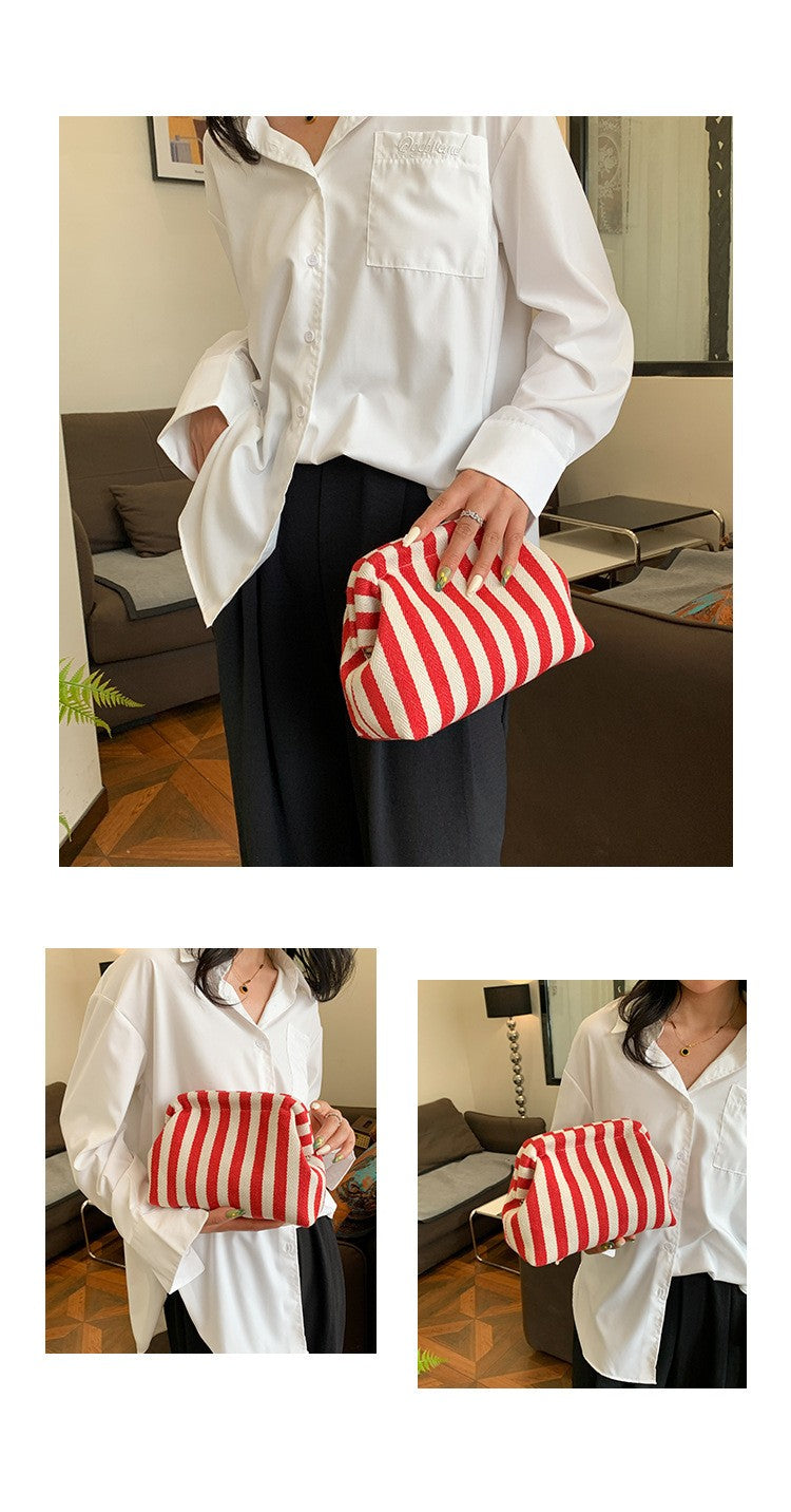 Woven Crochet Purses for Women Beach Clutch Handbags Dumpling Hobo Casual Colorblock Bag Ladies Ruched Cloud Purse