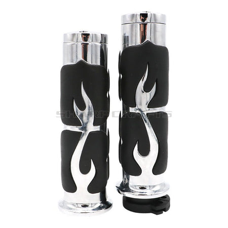 1" 25mm & 7/8'' 22mm Billet Rubber Flame Spike Hand Grips For Harley Honda Kawasaki Suzuki Yamaha  Bikes Cruiser Chopper Custom