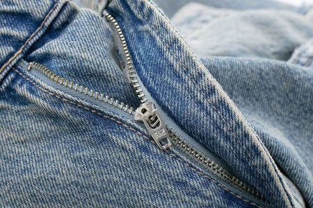 HH 2024 Women's Street Fashion Denim Blue Jeans Distressed Patchwork High Waist Zipper Fly Ripped Retro Long Pants