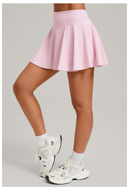 Women's Sports High Waisted Short Skirt Comfortable Breathable Belt Safety Pants and Pocket Tennis Workout Yoga Golf Mini Skirt