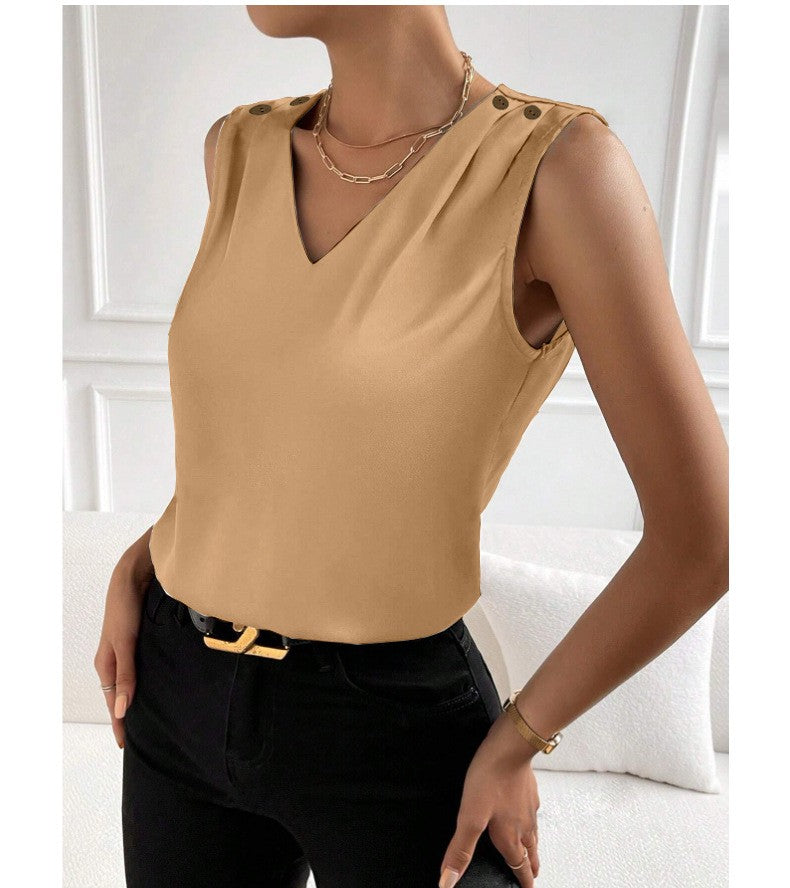 Solid Casual Loose Sleeveless Blouses For Women Fashion Summer Women's Oversized Shirts And Blouses Elegant Youth Female Tops