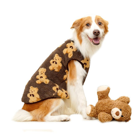 3XL-8XL Autumn/Winter Plush Cute Bear Pattern Large Dog Sweater Warm Wool Hoodie Coat Large Pet Vest Sweater Pet Clothing