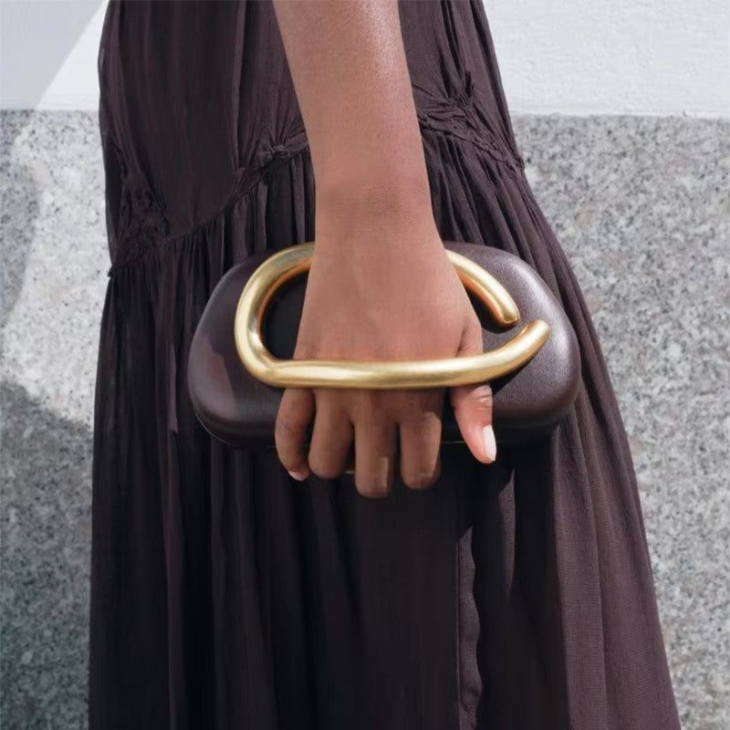 Brand Z Clutch Bag Metal Handle Design Luxury Evening Lipstick Bag Round Box Chain Bag Elegant Woman Shoulder Messenger Bags