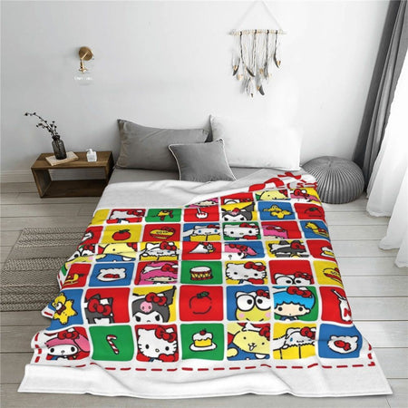 Christmas Hello Kitty Blankets Quality Warm Throw Blanket Winter Travel Office Couch Bed Graphic Bedspread