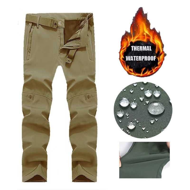 Men's Winter Autumn Fleece Softshell Pants Tactical Military Combat Cargo Trousers Hiking Camping Climbing Casual Sportwears
