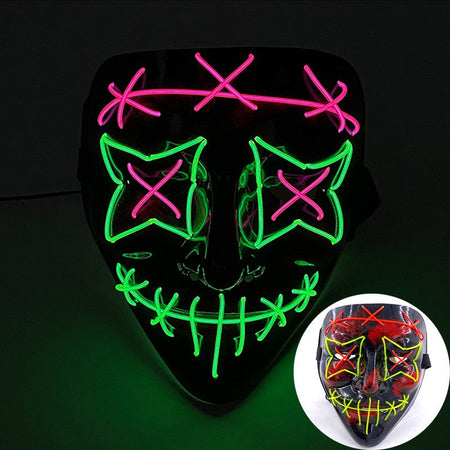 Scary Wireless Glowing LED Mask Halloween Party Supplies Neon Purge Mask Cosplay Luminous Face Masks Carnival Festival Props