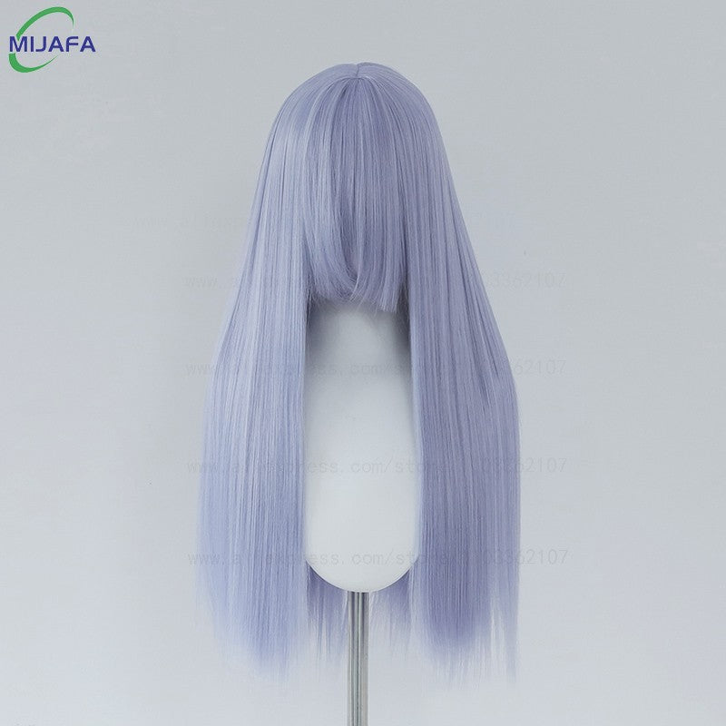 Very High Quality 400g 48 Colors 24Inch 60cm Long Straight Cosplay Wig With Bangs Heat Resistant Hair Anime Wigs + Wig Cap