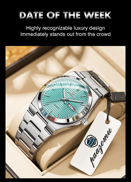 PAAZOMU Original Luxury Men Clock Fashion Luminous Waterproof Chronograph Date Watch For Man Leather Quartz Men's Watches Reloj