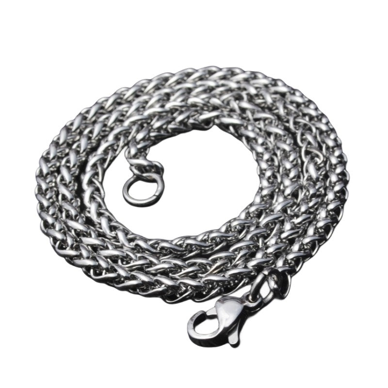 HNSP STAINLESS STEEL SILVER COLOR TWIST ROPE CHAIN NECKLACE FOR MEN Women HIP HOP PUNK Jewelry Accessories 3/4/5/6/8MM Thick