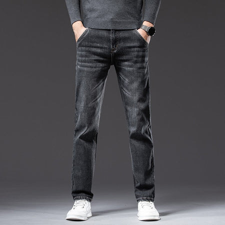 Autumn Winter New Business Men's Jeans Classic Fashion Stretch Washed Casual Denim Trousers Comfortable Straight Male pants