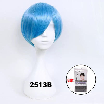 Snoya 30cm synthetic short Wig purple blue red yellow high temperature fiber Wig Costume Party Cosplay Wig 23 colors