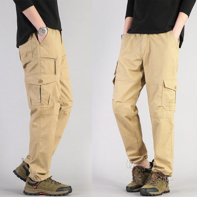 Big Size Men's Casual Sports Pants Stretch Waist Tactical Cargo Pants Man Hiking Pants Joggers Cotton Trousers