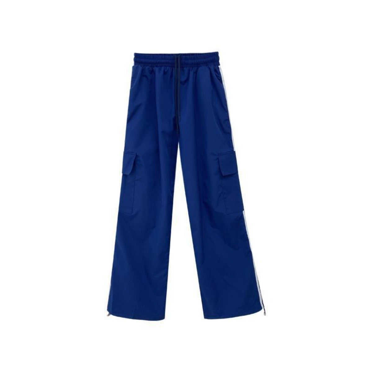 Women Casual Baggy Stripe Cargo Pants Solid Low Waist Joggers Pants Drawstring Wide Leg Baggy Trousers Y2K Streetwear Sweatpants