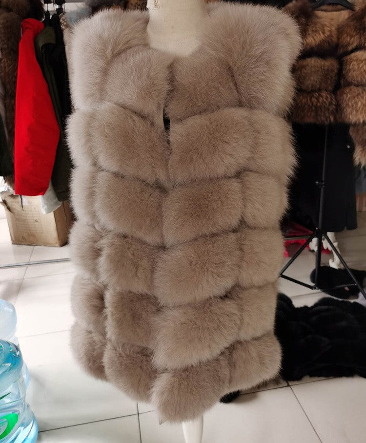 Maomaokong Natural Raccoon Real Fur Coat Ladies Waistcoat Fur Mid-length Winter Warm Real Fur Coat Luxury Women coat Top Vest