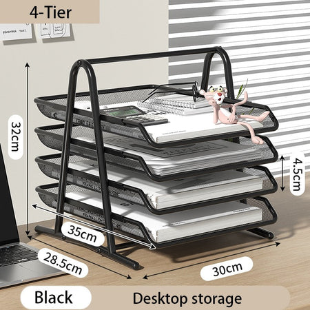 Mesh Letter Tray,Office Desk Paper Organizer with Sliding Trays for Desk Accessories, Office Supplies and File Storage, Black