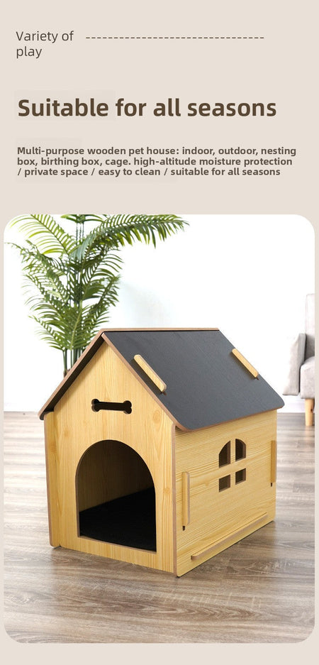 New wooden dog house and cat house, pet windowed dog house, detachable pet cabin, high-density Osson board, with iron doors