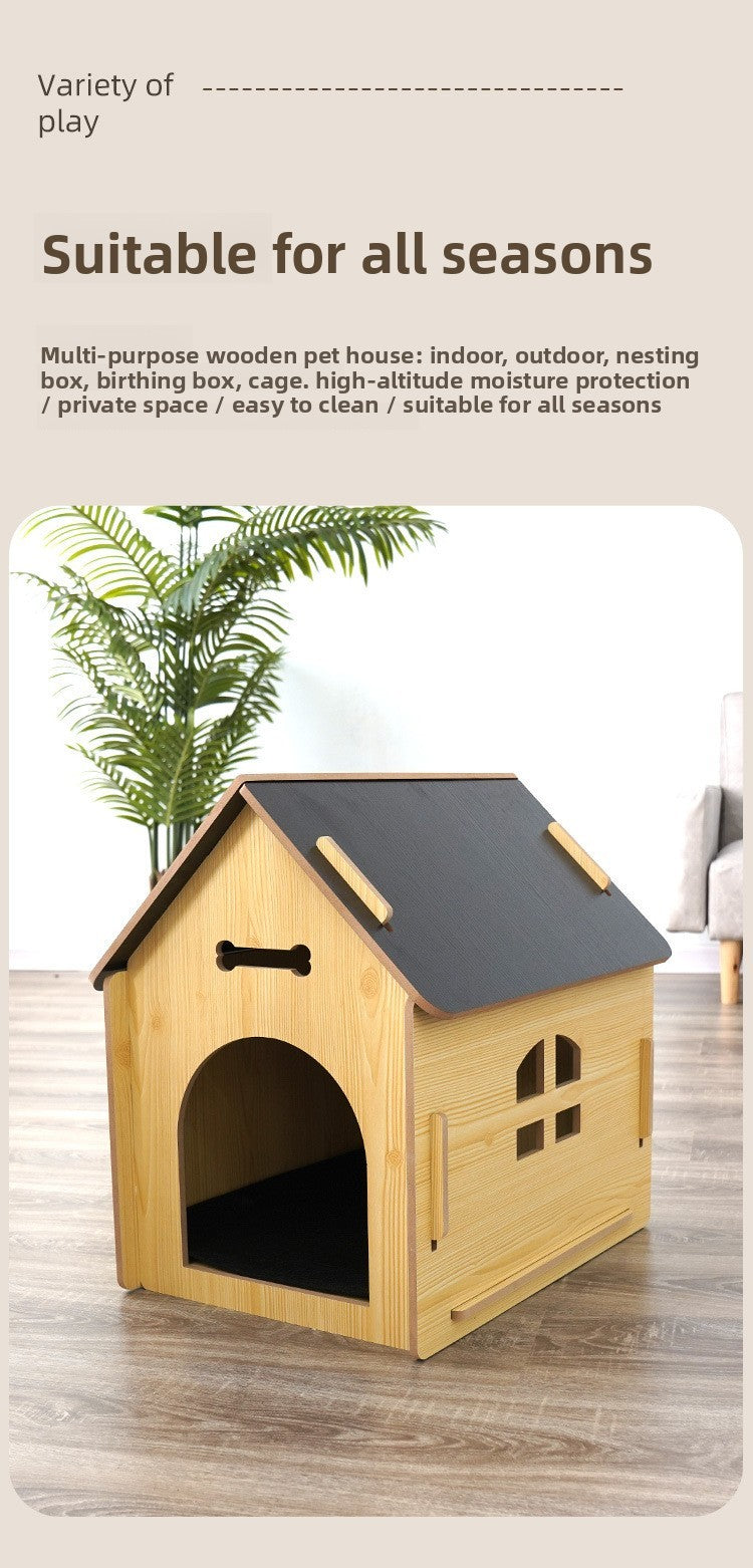 New wooden dog house and cat house, pet windowed dog house, detachable pet cabin, high-density Osson board, with iron doors