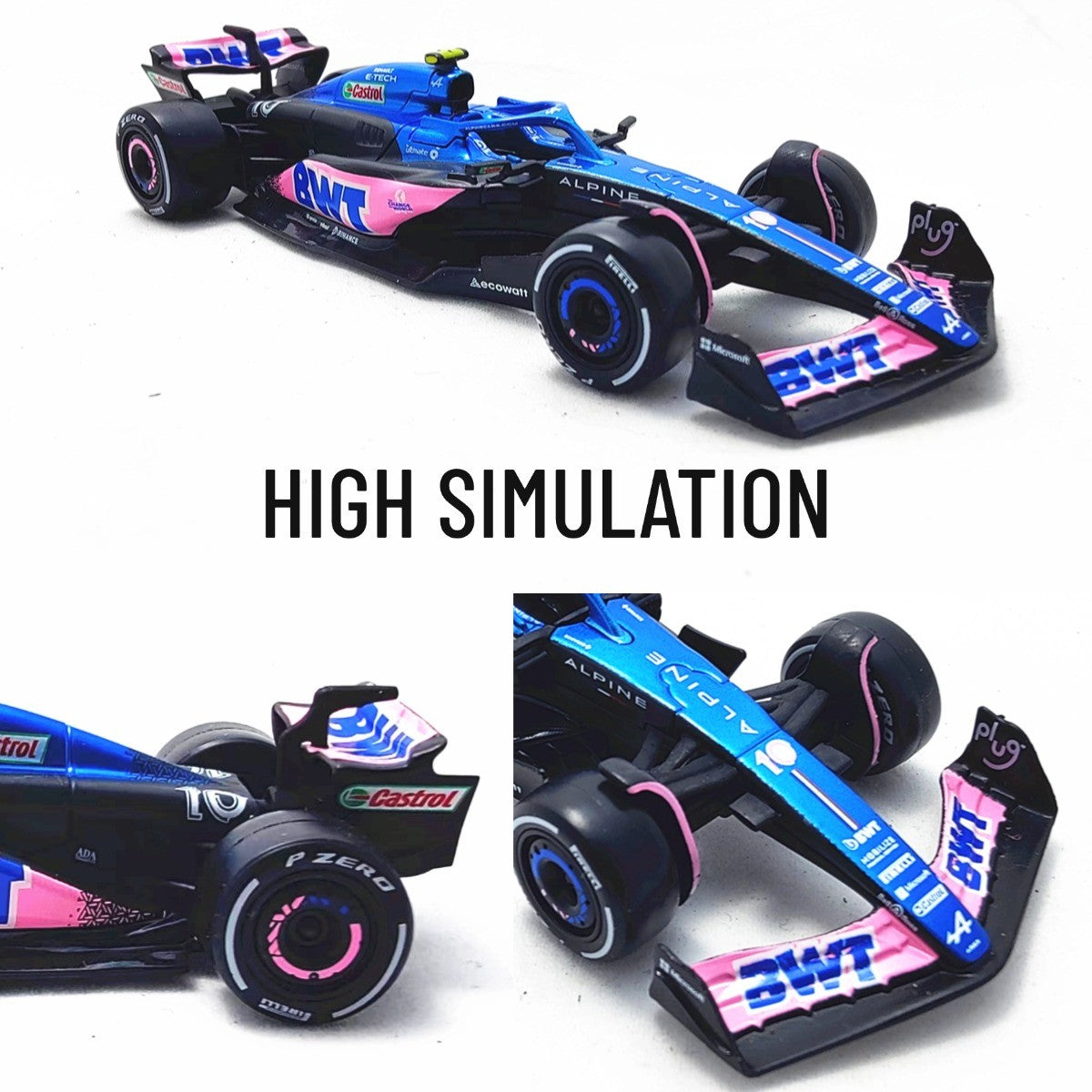 Bburago BWT Alpine A523 #10 Pierre Gasly F1 Car Model, 1:43 Scale Formula 1 Racing French Team Miniature Collectible Figure Toy