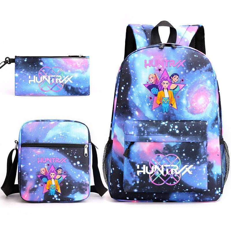2026 KPop Demon Hunters Huntrix Print Student Backpack School Bags for Girls Pencil Case Set Anime Cartoon Girl'S Birthday Gift