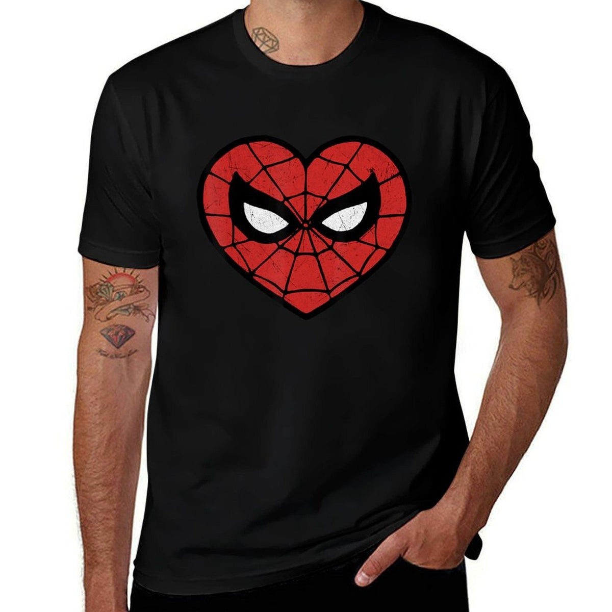 Spider Dudes in Heart T-Shirt black cotton t-shirt plain for man package man t shirt luxury T-Shirt