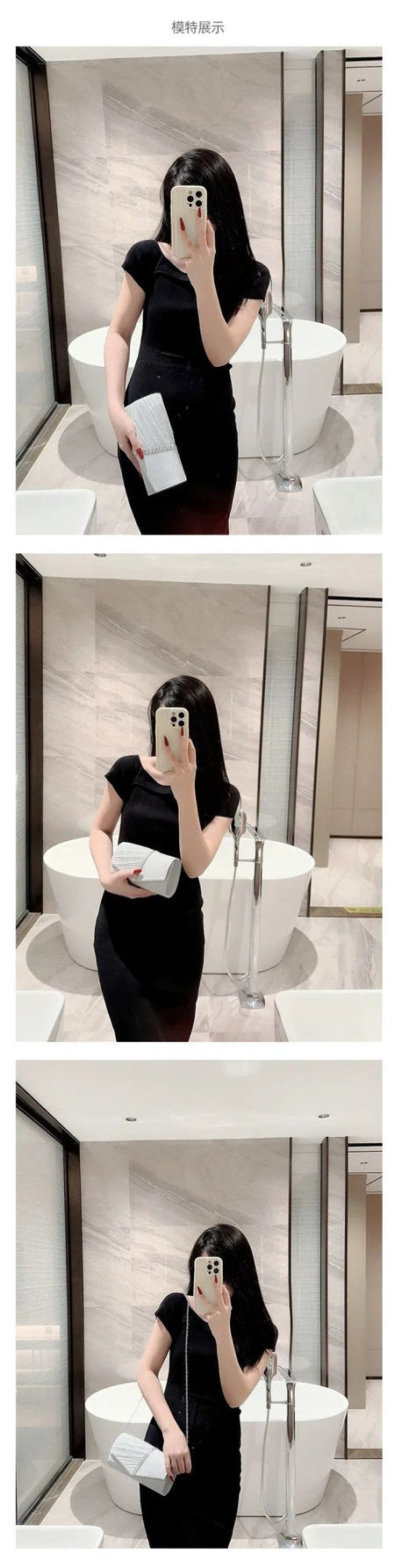 Wedding Party Handbag Ladies Glitter Silver Clutch Bag Envelope Evening Bag Fashion Elegant Long Purse Women Chain Shoulder Bags