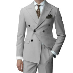 Red Double Breasted Men's Suits Four-buttons 2 Piece Set Blazer Pant Custom Made Wedding Tuxedos Male Prom Party Suits