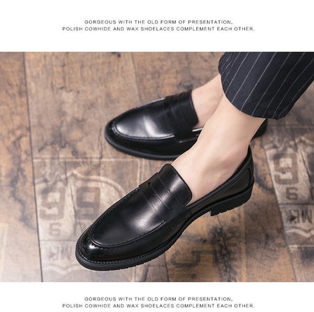 High Quality Casual Business Shoes Men Leather Loafers Classic Men's Dress Shoes Formal Office Leather Brogues Shoes Male