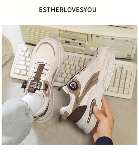 Autumn New Men's Sneakers Versatile High-Top Trendy Thick-Soled Running Shoes Casual Fashion Shoes Suitable for Outdoor Sports