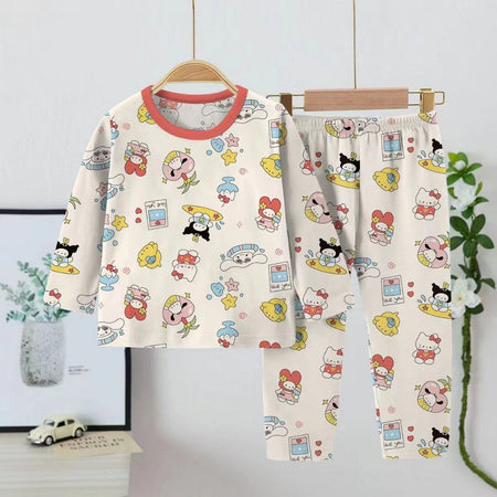 Anime Cinnamoroll Children Pajama Sets Soft Round Neck Comfortable Kids Pajama Suit Causal Loose Breathable Boys Girls Nightwear