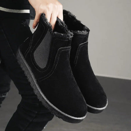 2025 New Men Boots Winter Warm Plush High Tops Leather Casual Shoes Outdoor Fashion Snow Boots
