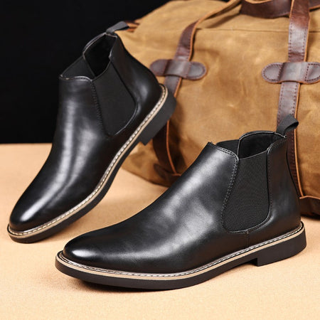YRZL 39~47 Men Chelsea Boots Brand Retro Comfortable PU Leather Ankle Boots Men 2025 Fashion Black Brown Mens Boots