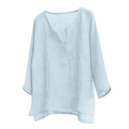 Men's Cotton Linen Shirts Blouses Long Sleeve Social Shirts For Men V-Neck White Formal Shirt Oversized Shirts Top Mens Clothing
