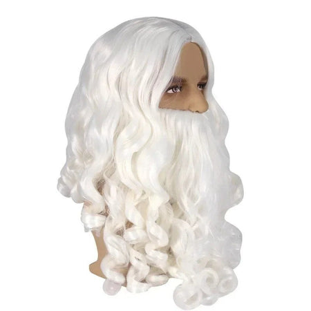 White Santa Claus Beard Wig Unisex Men Women Party Dress Up Accessories Christmas Cosplay Synthetic Wig Long Hair