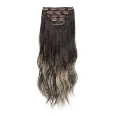 24Inch 61cm Body Wave Synthetic Wavy Blond 27/613 White Clip In Hair Extensions 4Pcs/lot 220g Heat Resistant Fiber