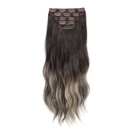 24Inch 61cm Body Wave Synthetic Wavy Blond 27/613 White Clip In Hair Extensions 4Pcs/lot 220g Heat Resistant Fiber