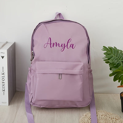 Customized Name Personalized Nylon Backpack Lightweight Practical Bag, Ideal Gift for School Season Daily Use Outdoor Activities