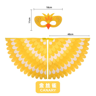 Bird Cosplay Costume Stage Performance Owl Peacock Wings Bird Felt Cape with Mask for Girls Boys Halloween Party Cloak