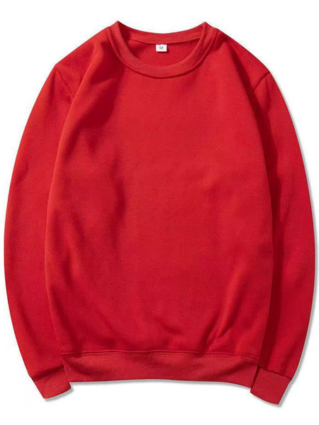 Men's Casual Loose Fleece Long Sleeve round Neck Sweatshirt Warm Sportswear for Autumn Winter Comfortable Cozy T-Shirt